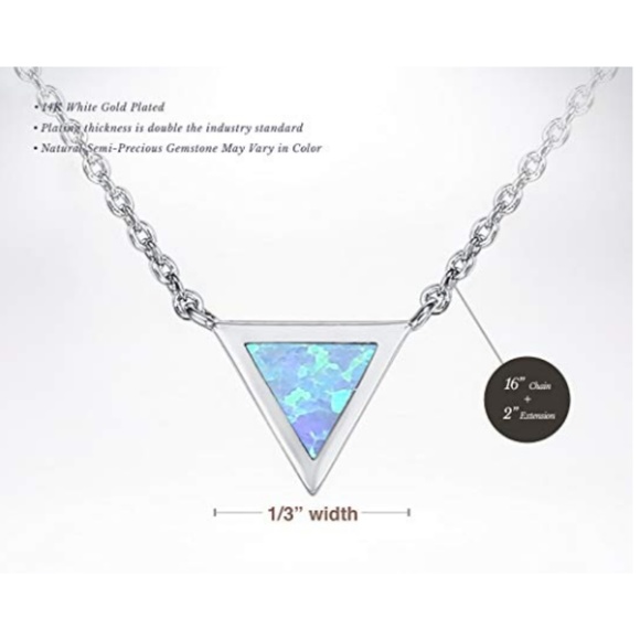 White Gold Plated Created Opal Necklace - Picture 2 of 5